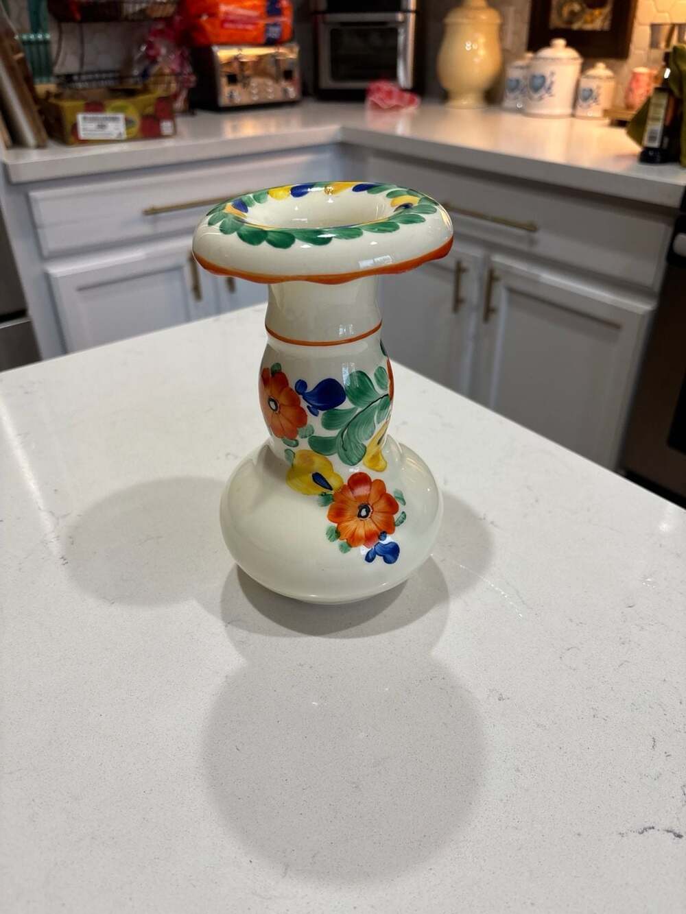 Vintage Art Deco Ditmar Urbach Hand-Painted Czechoslovakia Floral Vase